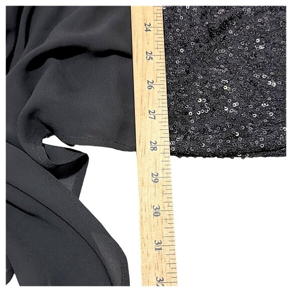 Bob Mackie Top Womens 3X Fits 22W/24W Black Sequin Chiffon Cocktail Lagenlook - Picture 14 of 16